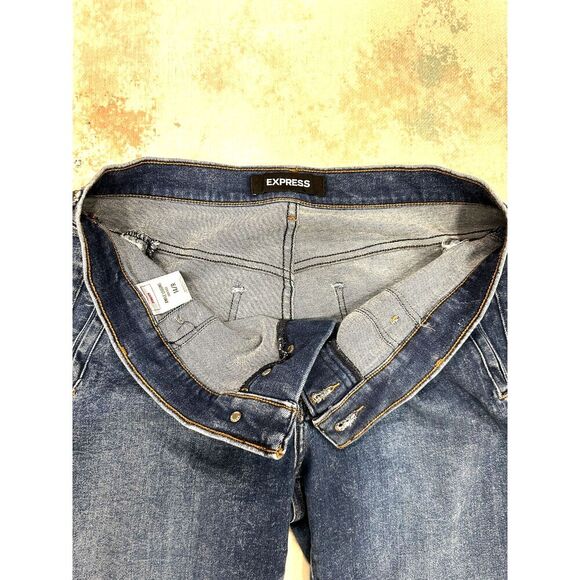 Y2K Express Button Fly Stretch Denim Jeans – Medium Wash, Slim Fit, High Rise - Picture 3 of 5